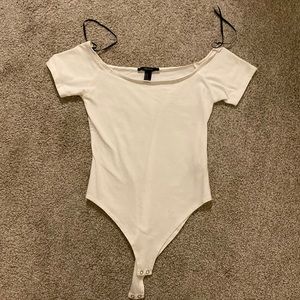 Forever 21 White Off Shoulder Bodysuit ; Size M